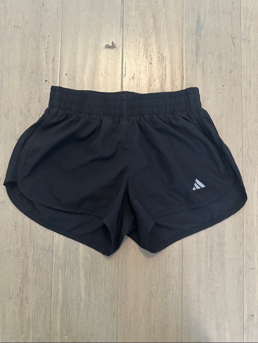 adidas Black Women's Athletic Shorts with Reflective Logo 3” Lined